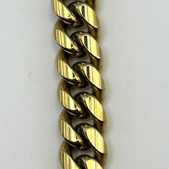 Past Midnight Heavy Gold Tone Cuban Link Necklace 18” Statement Jewelry 131g - Picture 11 of 14